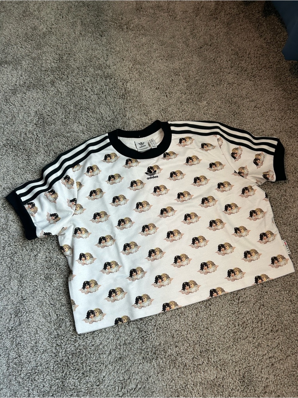 adidas Crop Tee with Cherub Print